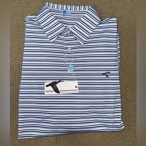 NEW GENTEAL Pinstripe Golf Polo Shirt Royal Blue Men’s Large